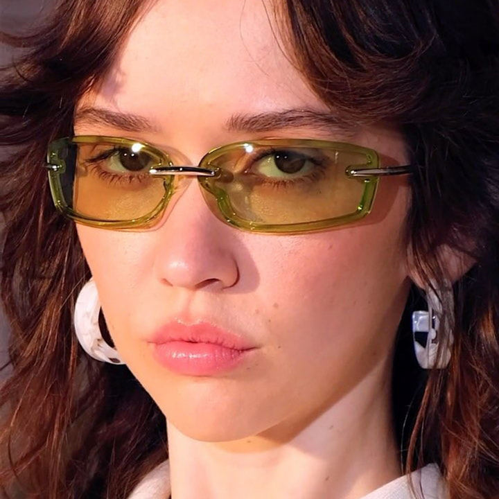 Women's fashionable sunglasses in futuristic design and transparent frame Bowlift