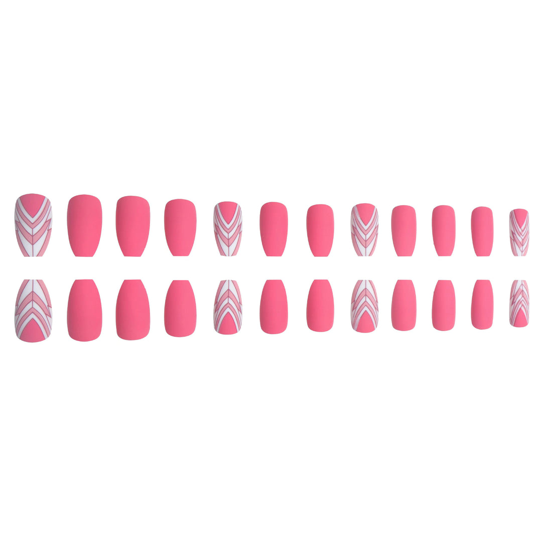 Trendy Geometric Pattern Long Press-On Nails Bowlift