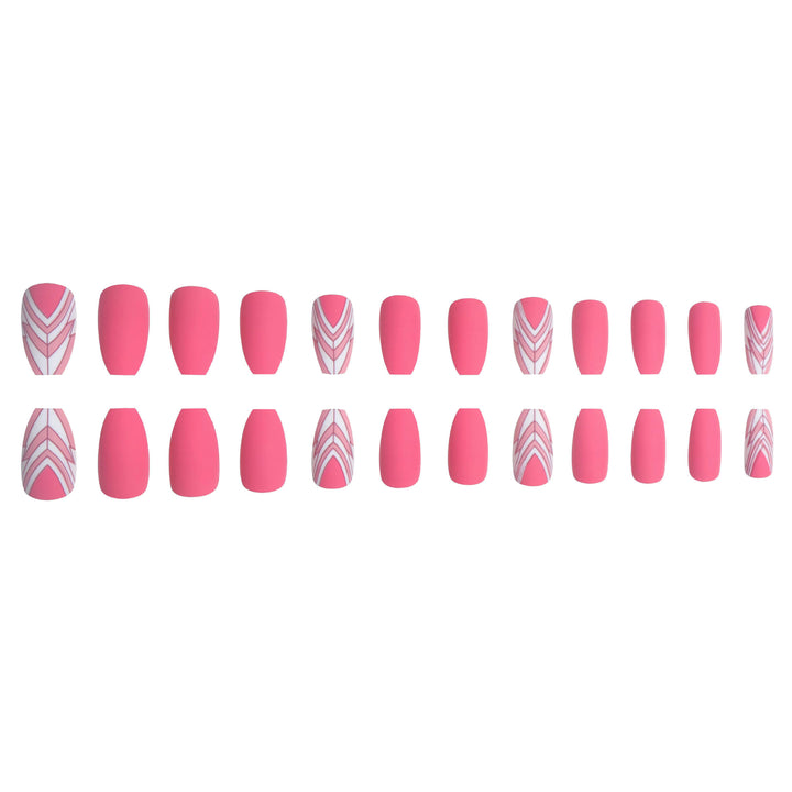 Trendy Geometric Pattern Long Press-On Nails Bowlift