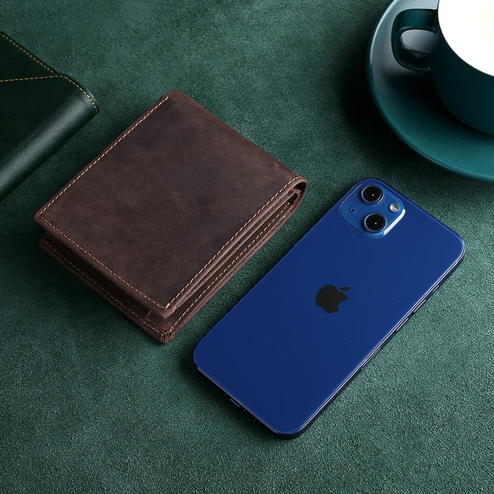 Premium Leather Bi-Fold Coin Wallet