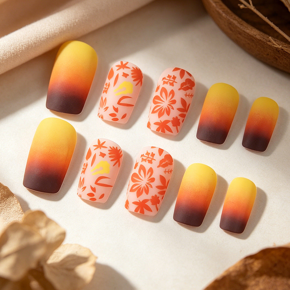 Artistic Gradient Floral Nail Design Bowlift