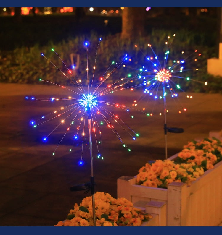 Solar Firework Garden Stake LED Starburst Light With Telescoping Stainless Stake Bowlift