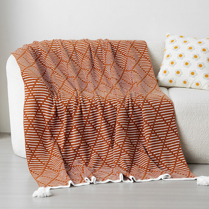 Women's knitted blanket with geometric pattern Bowlift