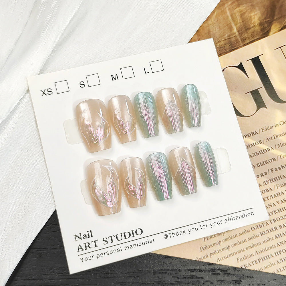 Elegant Artificial Nails with Shimmering Effect Bowlift