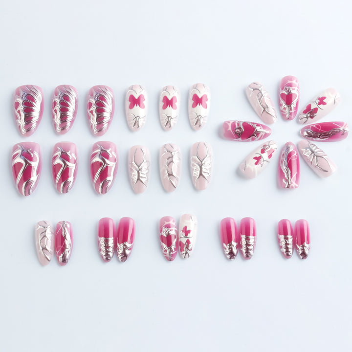 Artistic Butterfly-Themed Press-On Nails Bowlift