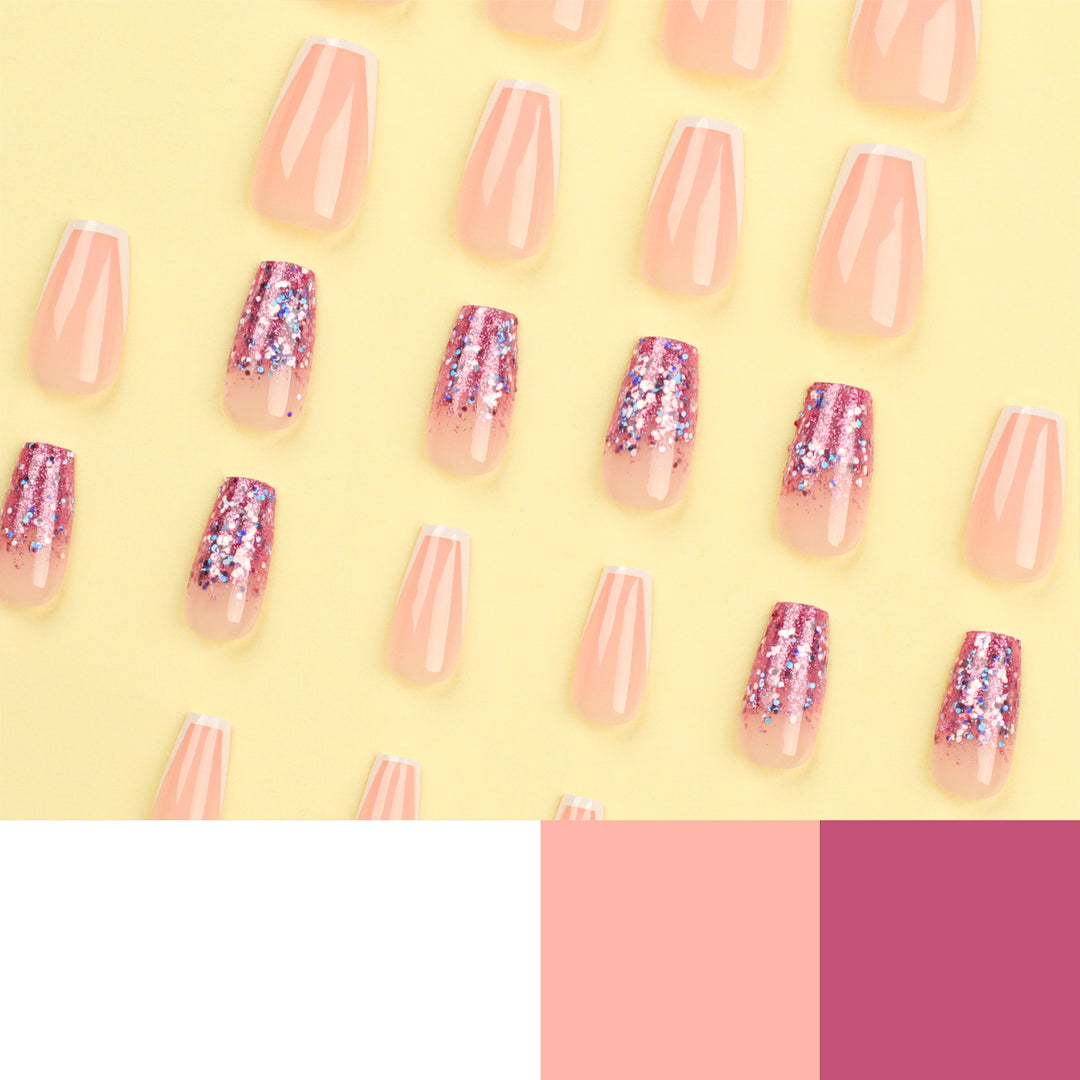 Glamorous glitter nails with elegant French tip design Bowlift