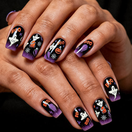 Fun Halloween-Themed Press-On Nail Art Set Bowlift