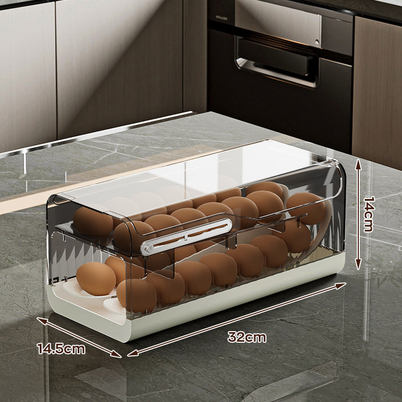 Large Capacity Transparent Stackable Refrigerator Egg Organizer with Sliding Lid Bowlift