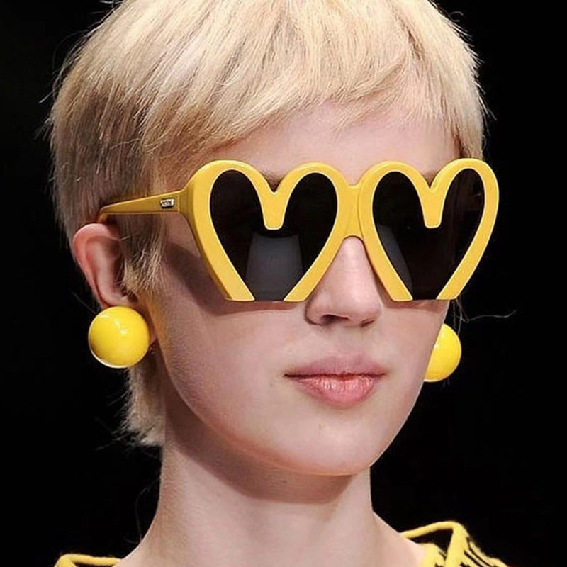 Women's Heart-Shaped Sunglasses with Durable Plastic Frame and UV Protection Bowlift