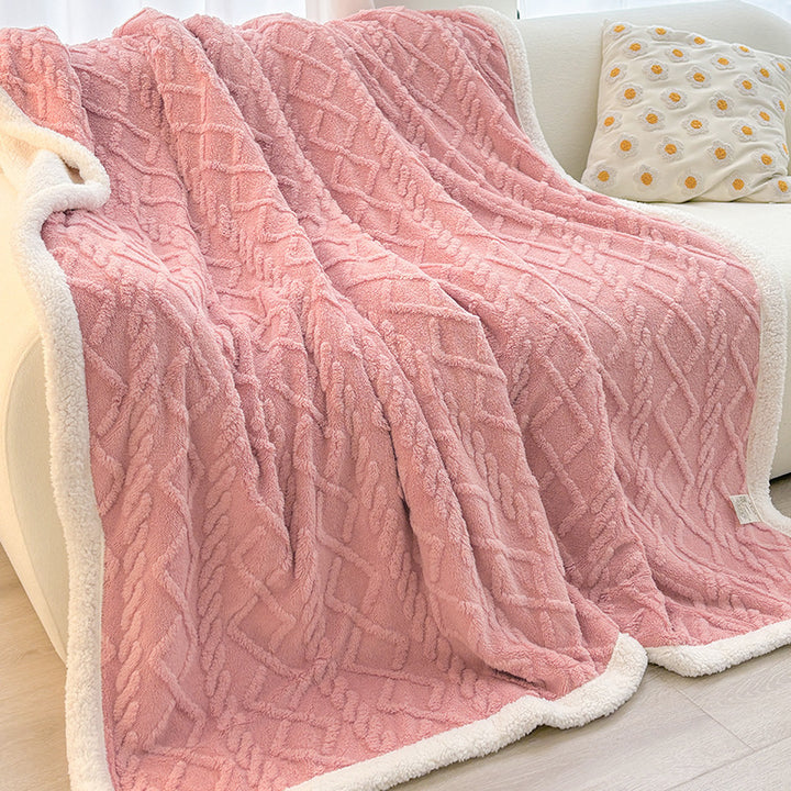 Sherpa-Lined Plush Throw Blanket Bowlift