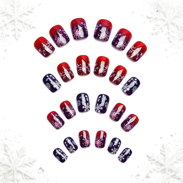 Artificial nails with festive glitter effect and wintry snow motif Bowlift
