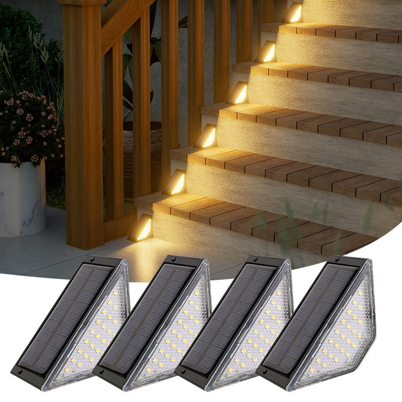 Triangular Solar LED Corner Step Light With High-Efficiency Photovoltaic Panel And Waterproof Housing Bowlift