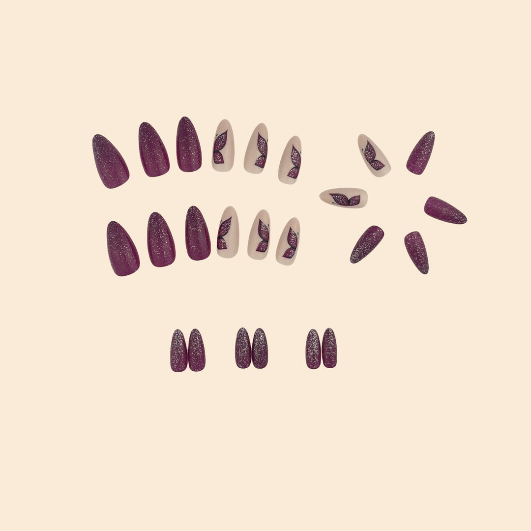 Butterfly-Inspired Glitter Nail Extensions Bowlift