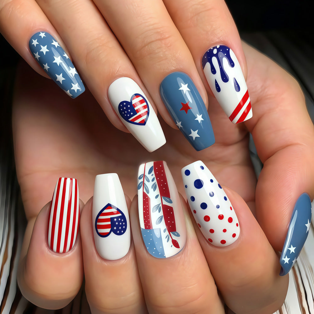Creative and patriotic art nails Bowlift