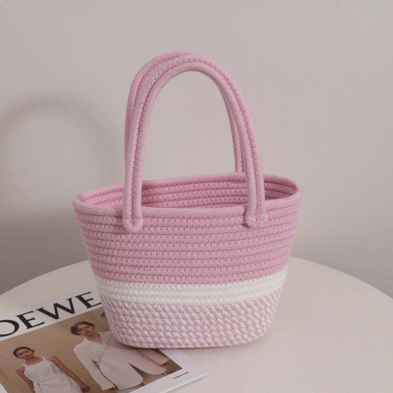 Fashionable Handbag Made of Braided Textile Bowlift