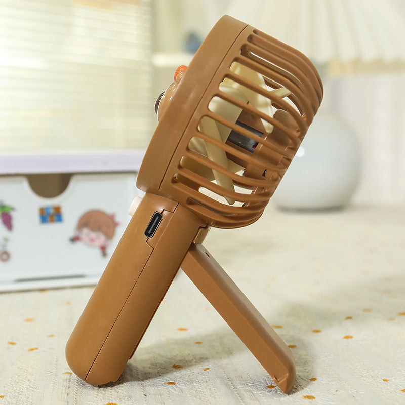 Unisex portable hand fan with bear motif and charging station Bowlift