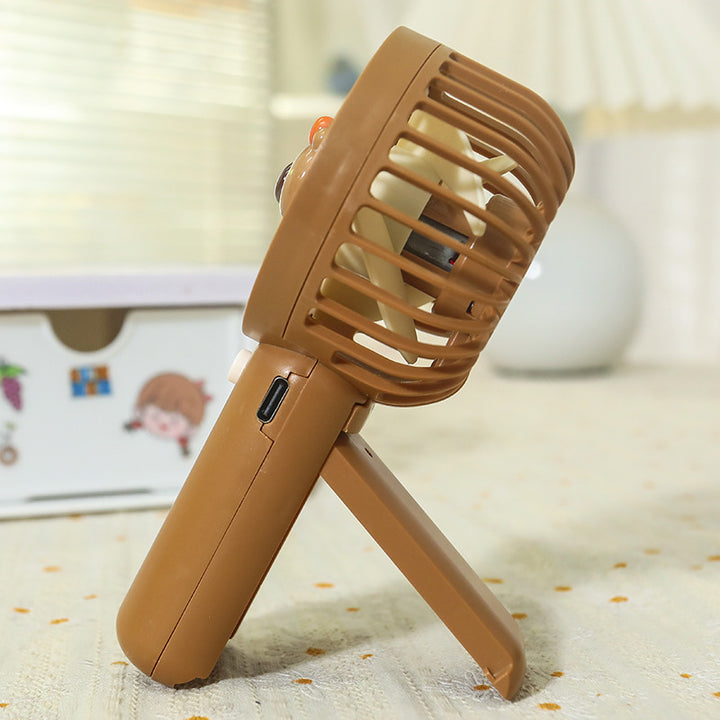 Unisex portable hand fan with bear motif and charging station Bowlift