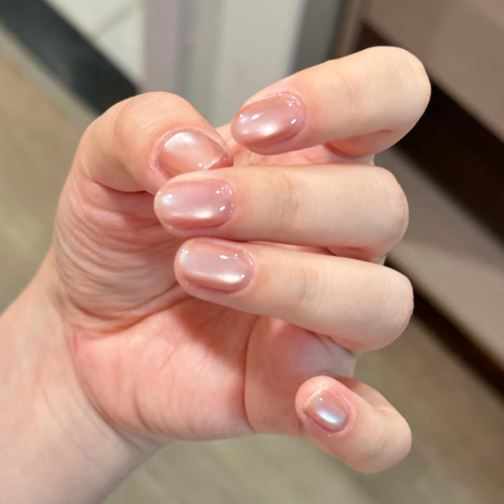 Glossy Natural Short Press-On Nails Bowlift
