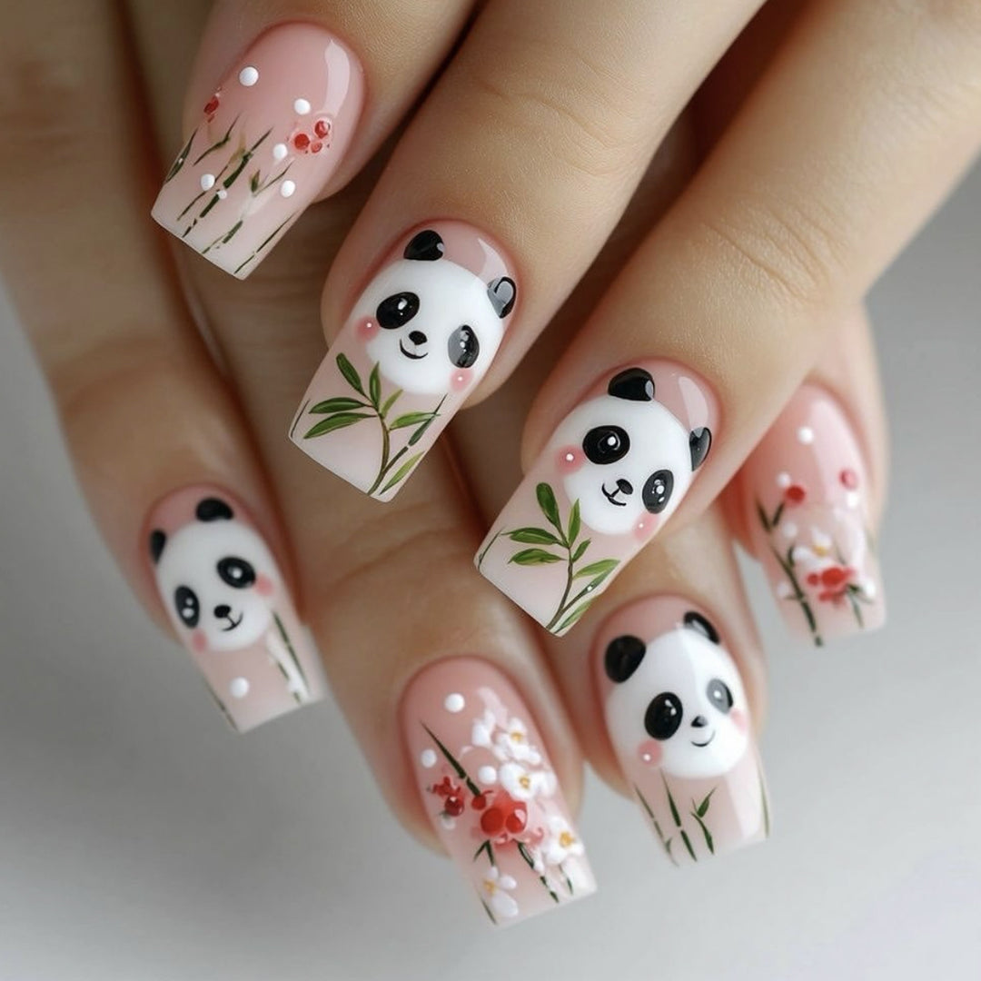 Playful Panda-Themed 3D Nail Art Set Bowlift
