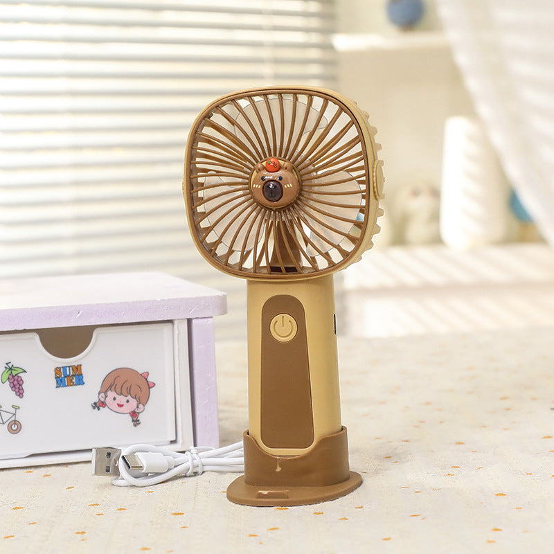 Women's Portable Mini Hand Fan with Ergonomic Handle and Cute Animal Design Bowlift