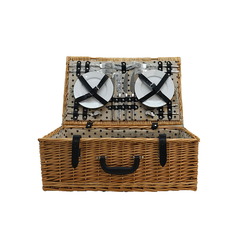 Women's picnic basket with integrated dish set and stylish accessories Bowlift