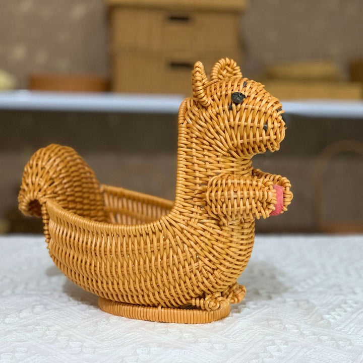 Decorative Woven Duck-Shaped Basket Bowlift