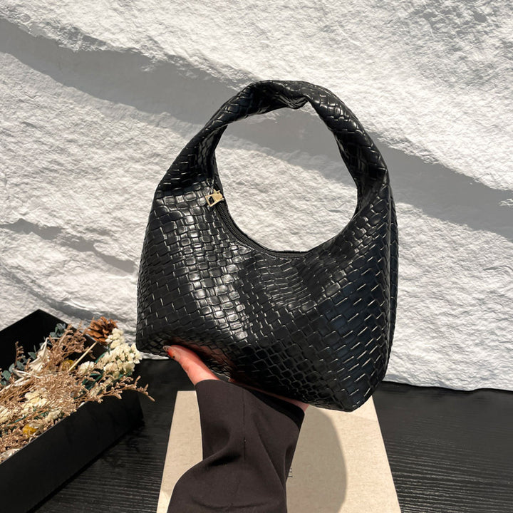 Textured Faux Leather Hobo Bag Bowlift