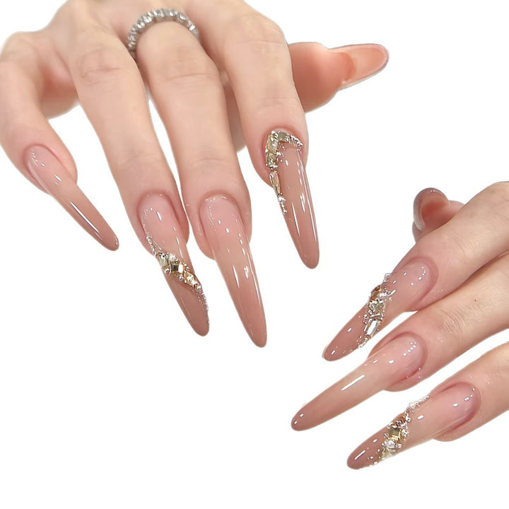 Glamorous Press-On Nail Set with Elegant Crystal Accents Bowlift