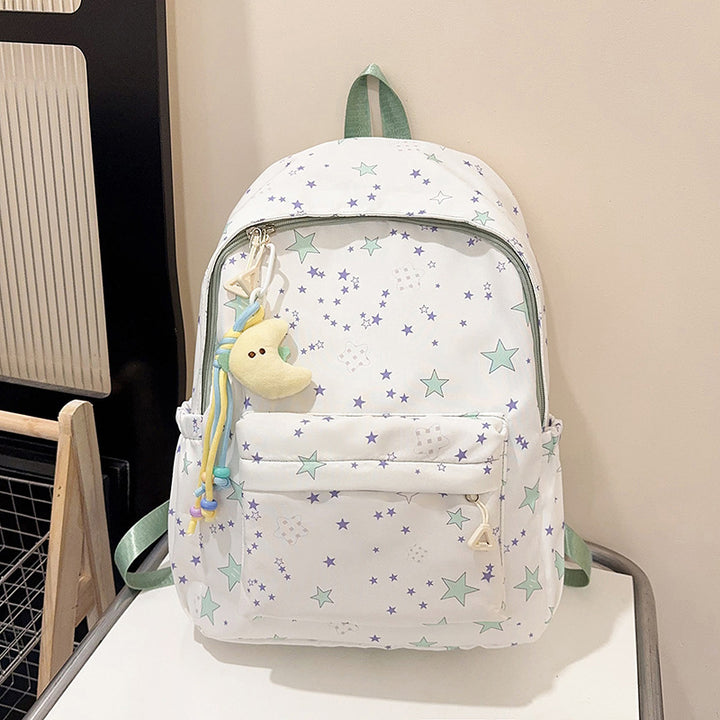 Star-Patterned Canvas Backpack