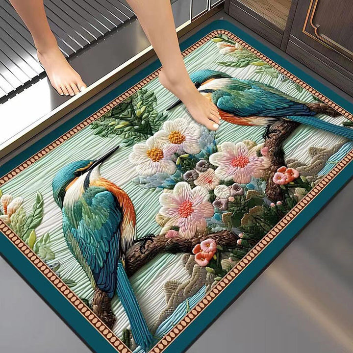 Artistic Floral Bath Mat Bowlift