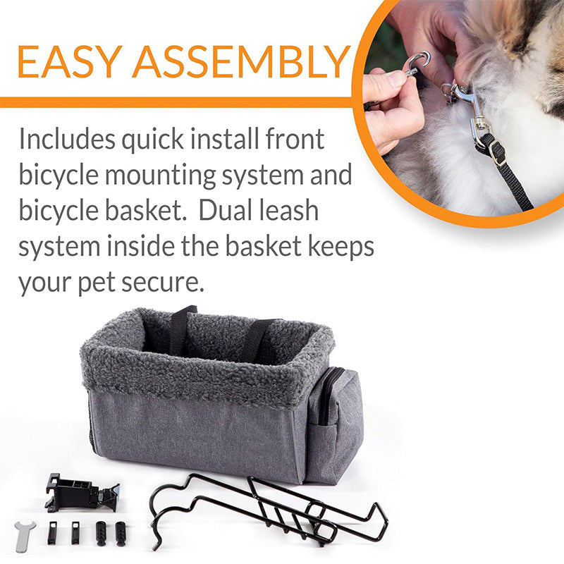 front-mounted plush pet bike basket with sherpa liner and mesh storage Bowlift