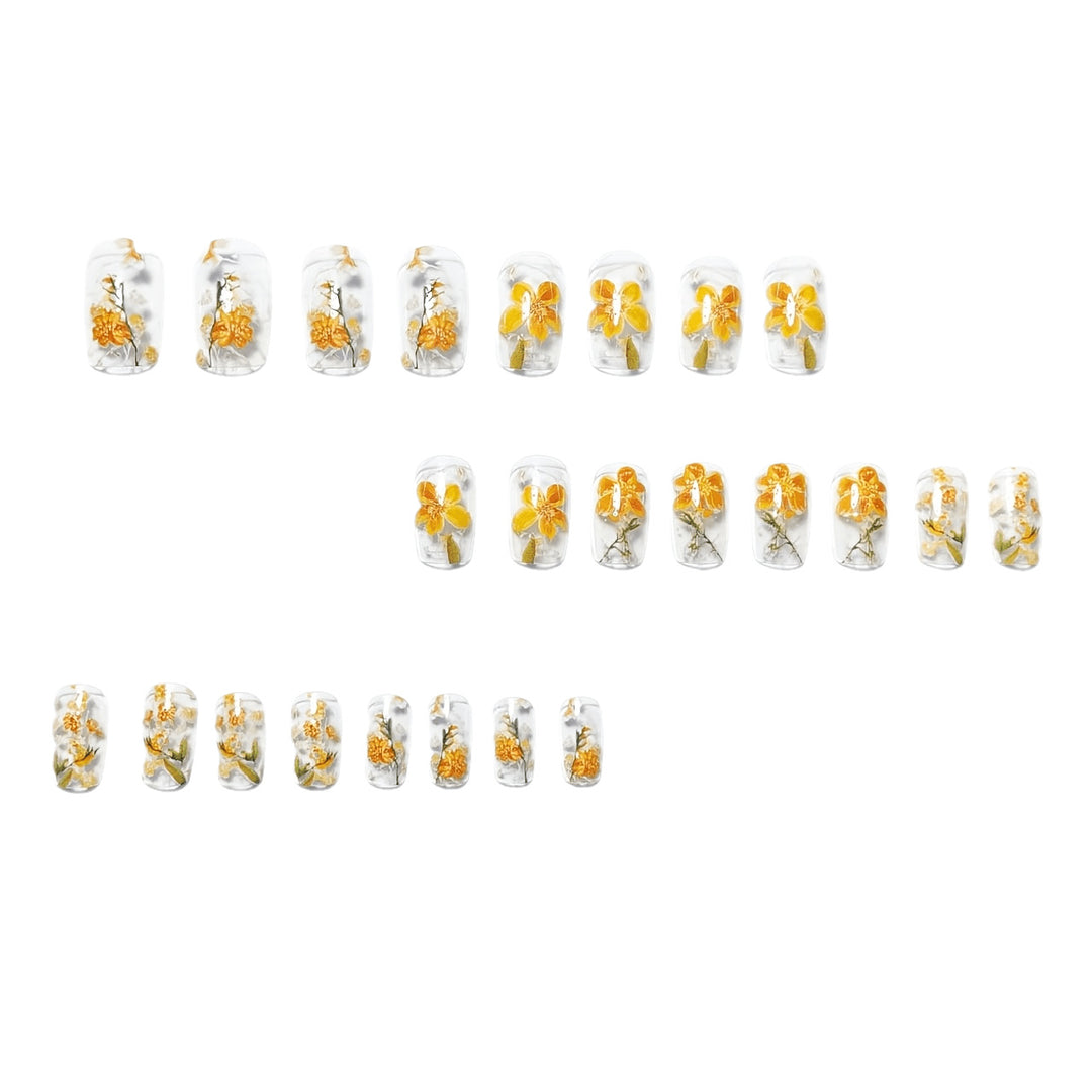 Artistic Floral Resin Nail Art Bowlift