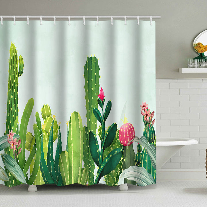 Cactus Garden-Themed Shower Curtain Bowlift