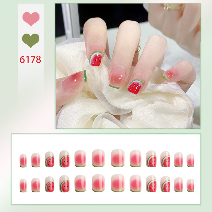 Creative acrylic nail set with watermelon pattern Bowlift