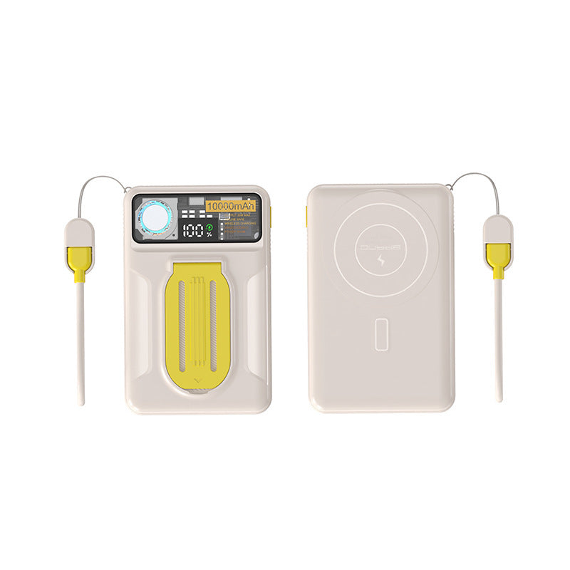 Portable power bank with integrated wireless charging station and precise LCD display Bowlift