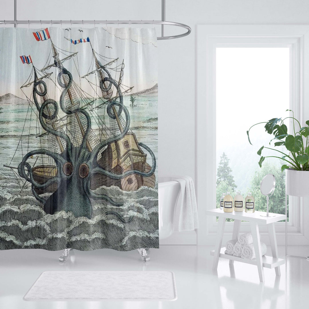 Ocean-Themed Art Shower Curtain Bowlift