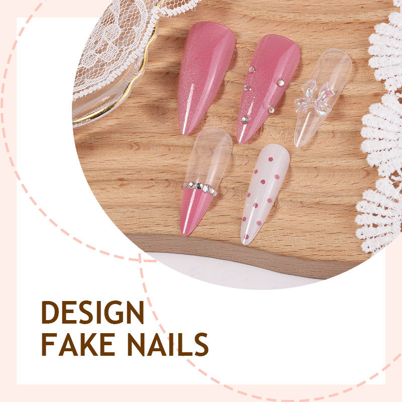 Artificial Nail Design Set with Glamorous Glitter and Pearl Decorations Bowlift