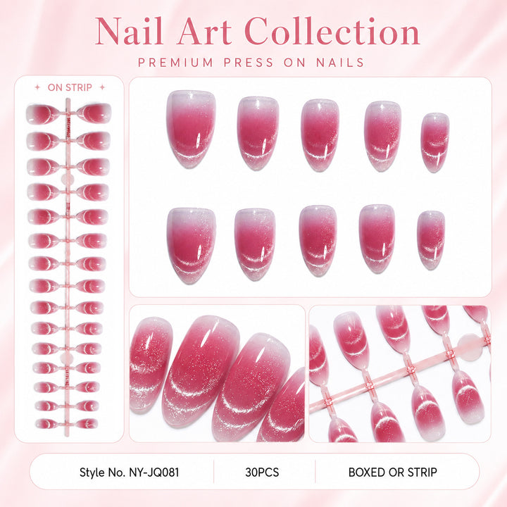 Premium Press-On Nails with Metallic Shine Bowlift