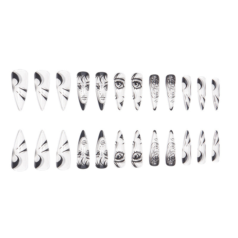 Artistic Long Stiletto Press-On Nails Bowlift