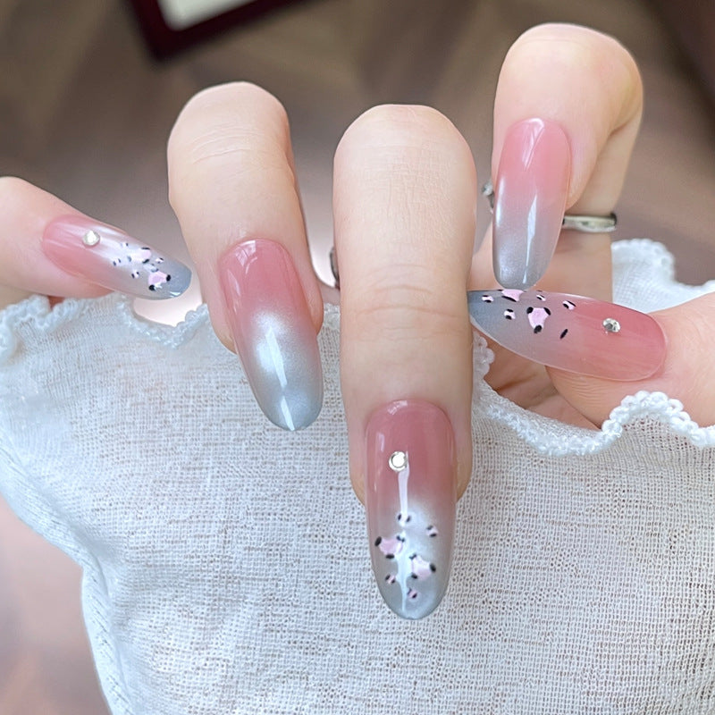 Artistic Stiletto Press-On Nail Set with Gemstone Accents Bowlift