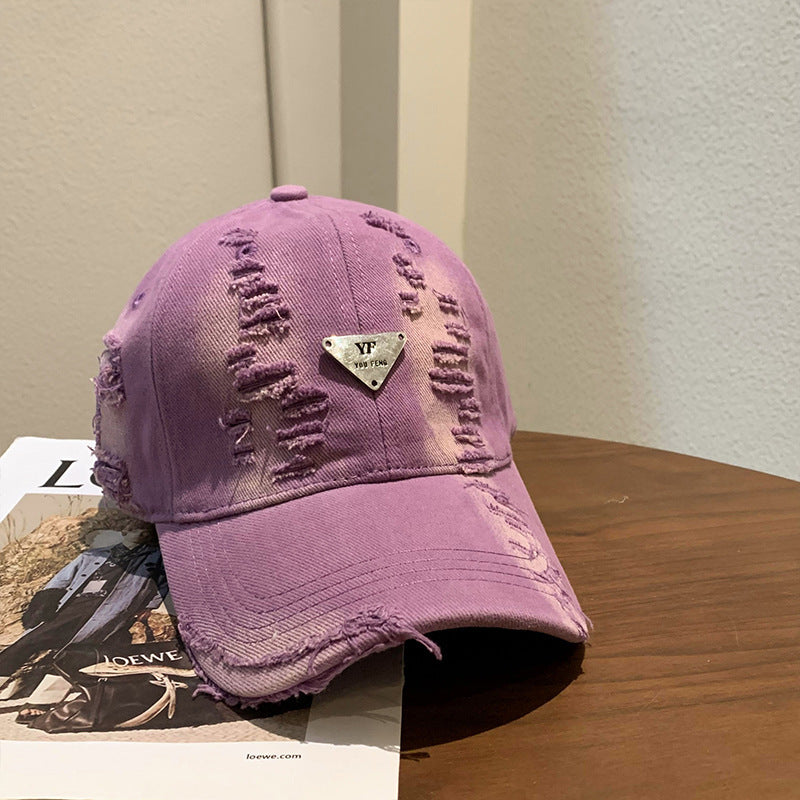 Women's Distressed Denim Baseball Cap Bowlift 1784084082