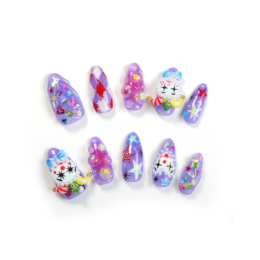 Creative nail art set with playful animal designs and glitter elements Bowlift