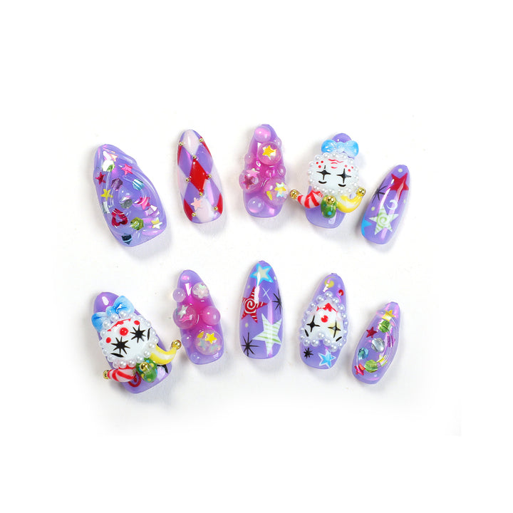 Creative nail art set with playful animal designs and glitter elements Bowlift