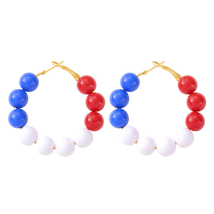 Women's nan patriotic horseshoe enamel dangle earrings with star-accented design and fishhook findings Bowlift
