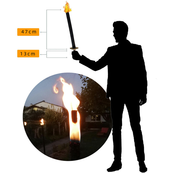 long-burning hand torch sticks with wooden handle foam-coated shaft for events and photography Bowlift