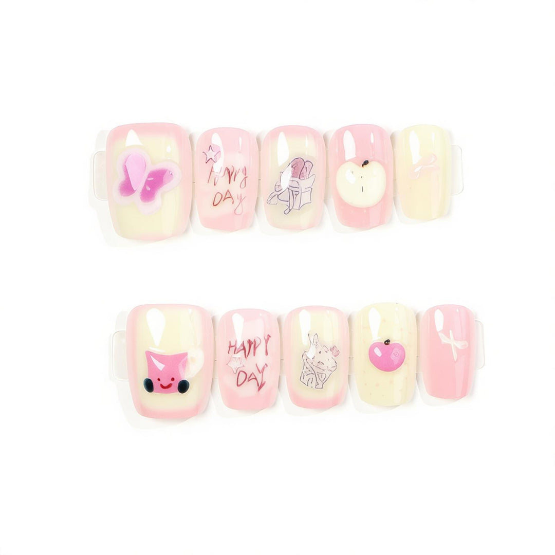 Whimsical Character-Themed Press-On Nail Set Bowlift
