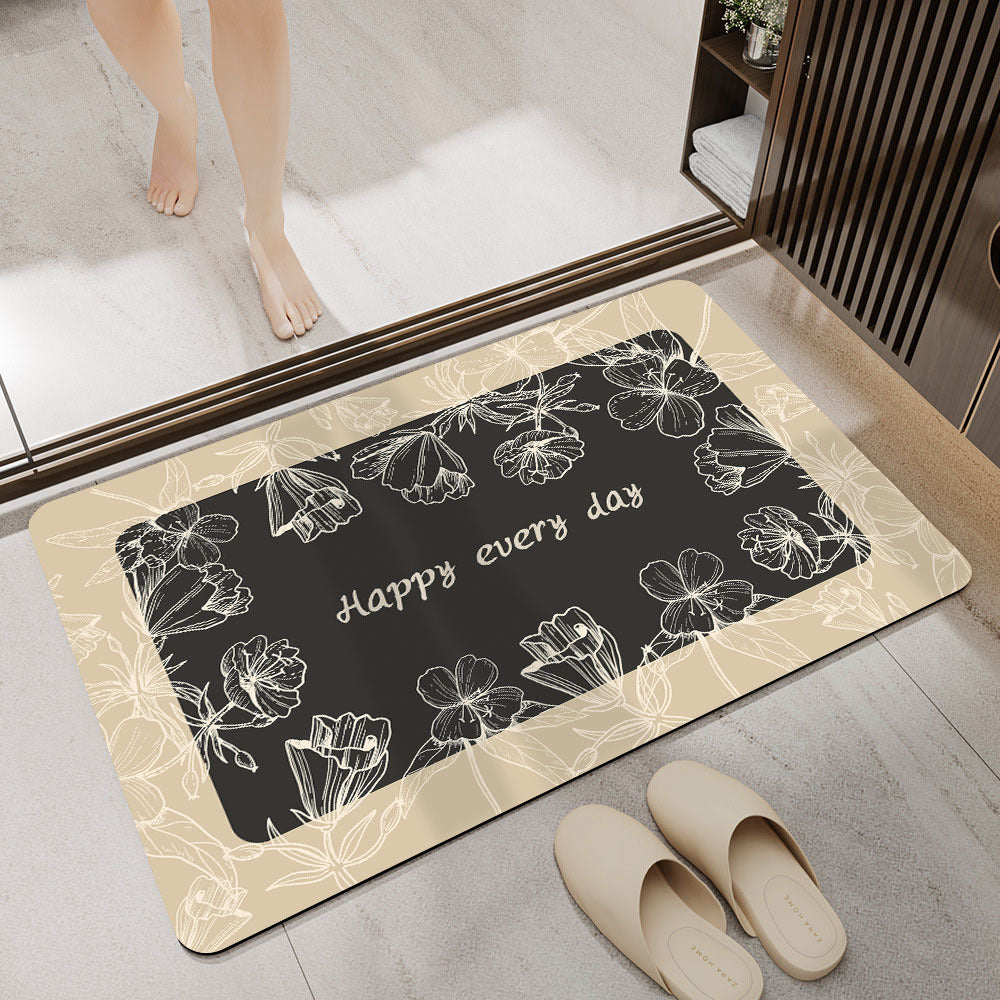 Floral Print Bath Mat Bowlift