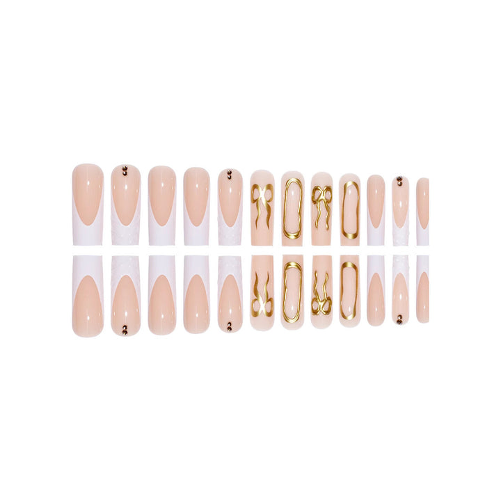 Elegant Bow-Embellished Press-On Nails Bowlift