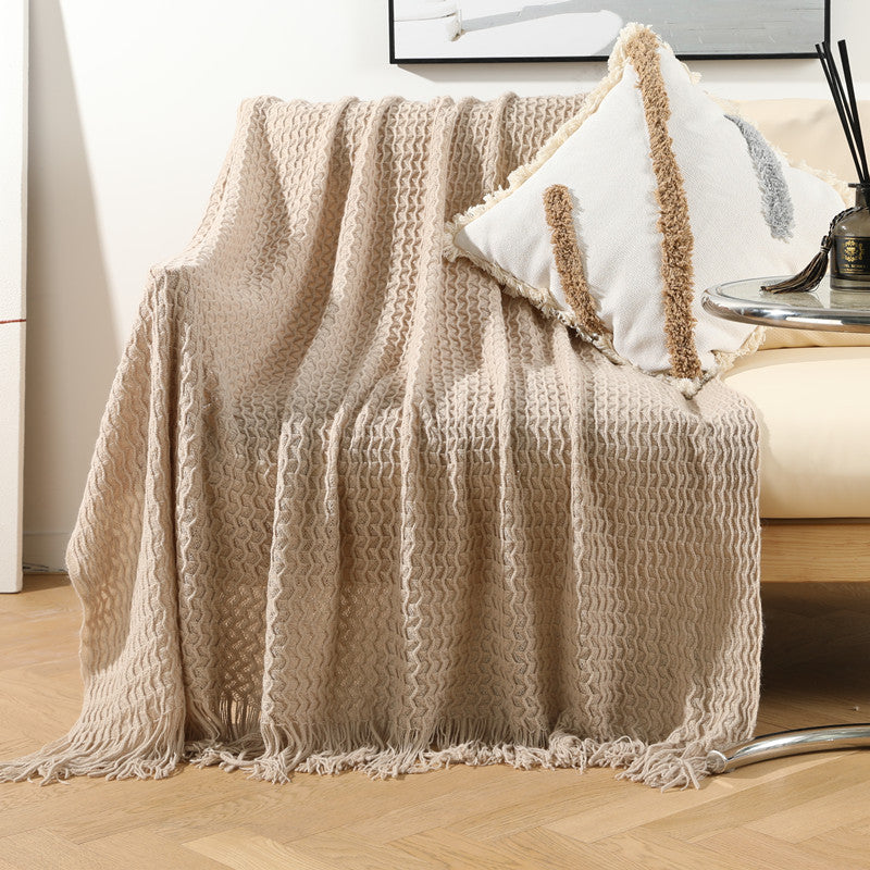 Home Decorative Fringe Knit Throw