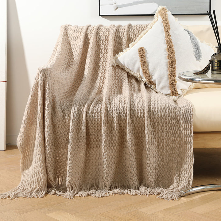 Home Decorative Fringe Knit Throw